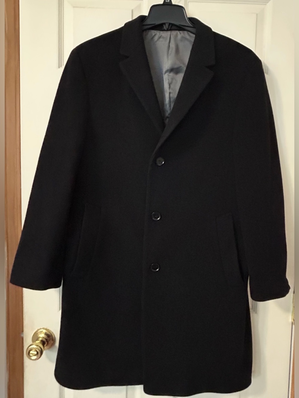 Calvin Klein Men's Black Single-Breasted Pea Coat Wool Cashmere 40R 40